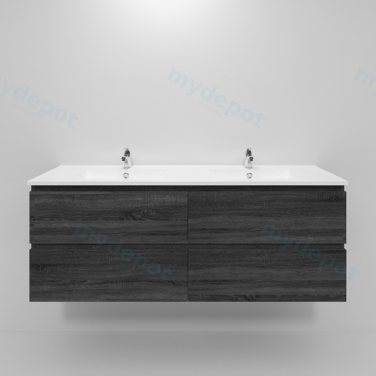 1500mm Dark Grey MDF 4 Drawers Wall Hung Bathroom Vanity Cabinet Only view 3