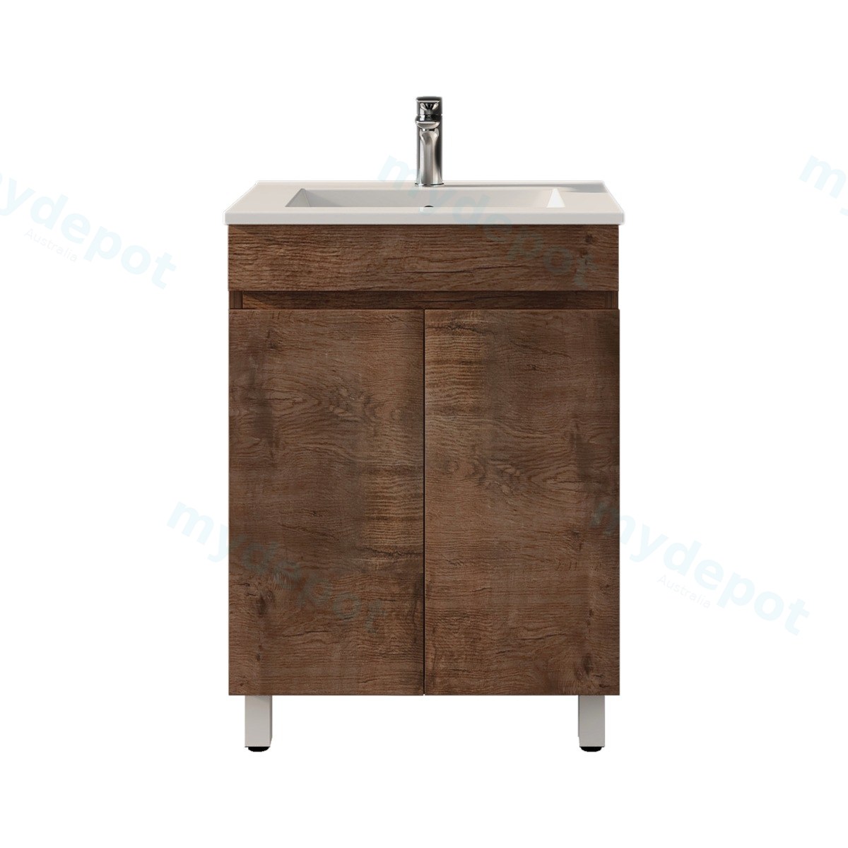 600mm Dark Oak MDF Freestanding Bathroom Vanity Cabinet Only 2 Doors view 8