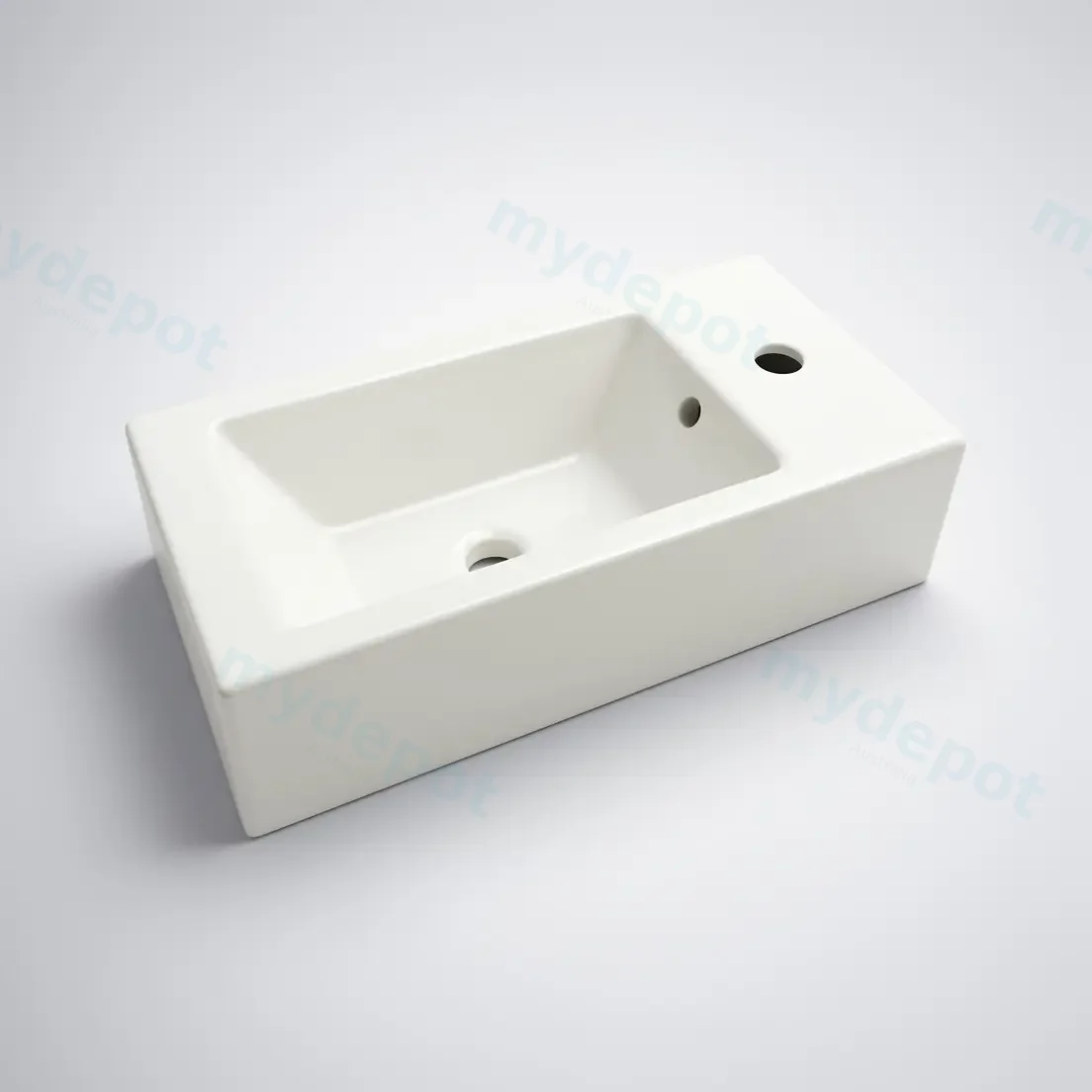 510Lx255Dx150Hmm Gloss White Ceramic Top Right Tap Hole view 7