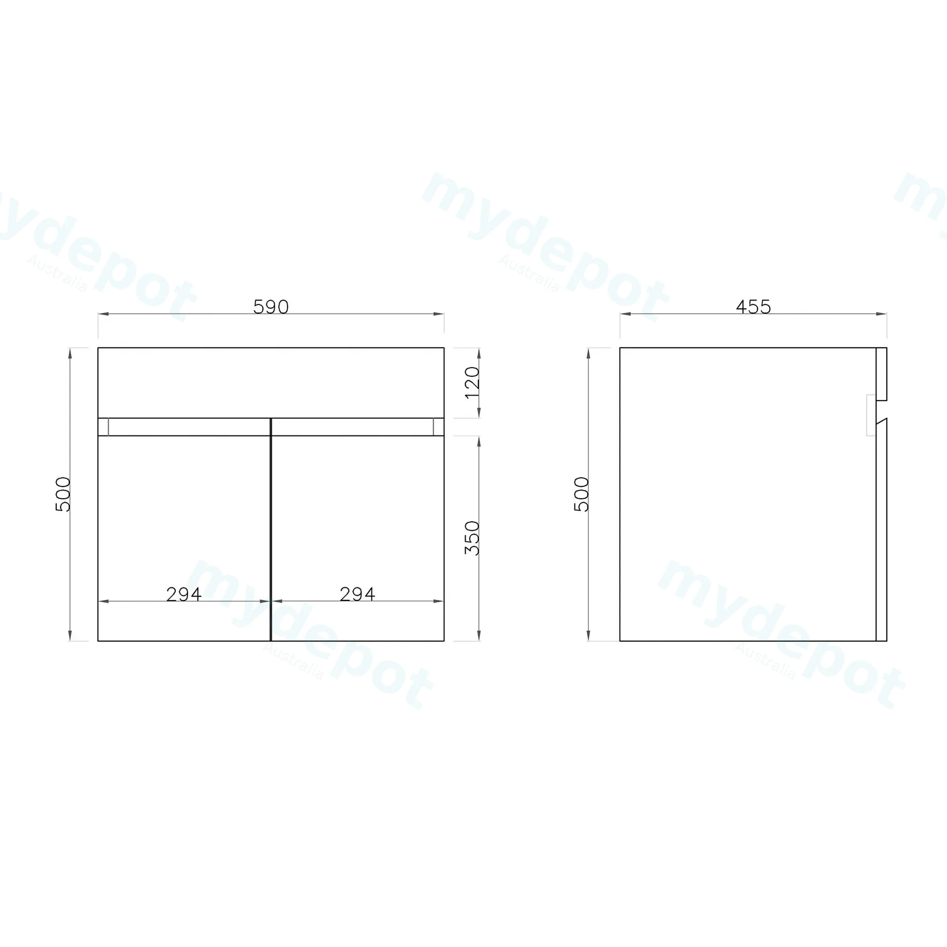 600mm Gloss White MDF 2 Doors Wall Hung Bathroom Vanity Cabinet Only view 3