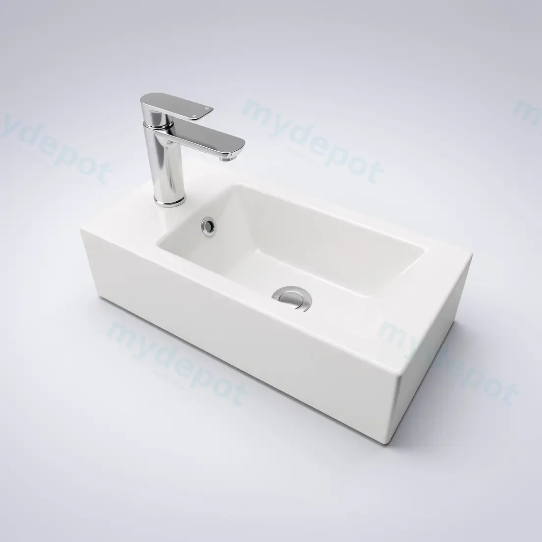510Lx255Dx150Hmm Gloss White Ceramic Top Left Tap Hole view 5
