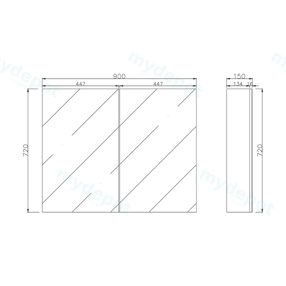 900mm Gloss White MDF 2 Doors Pencil Edge Shaving Cabinet view 2