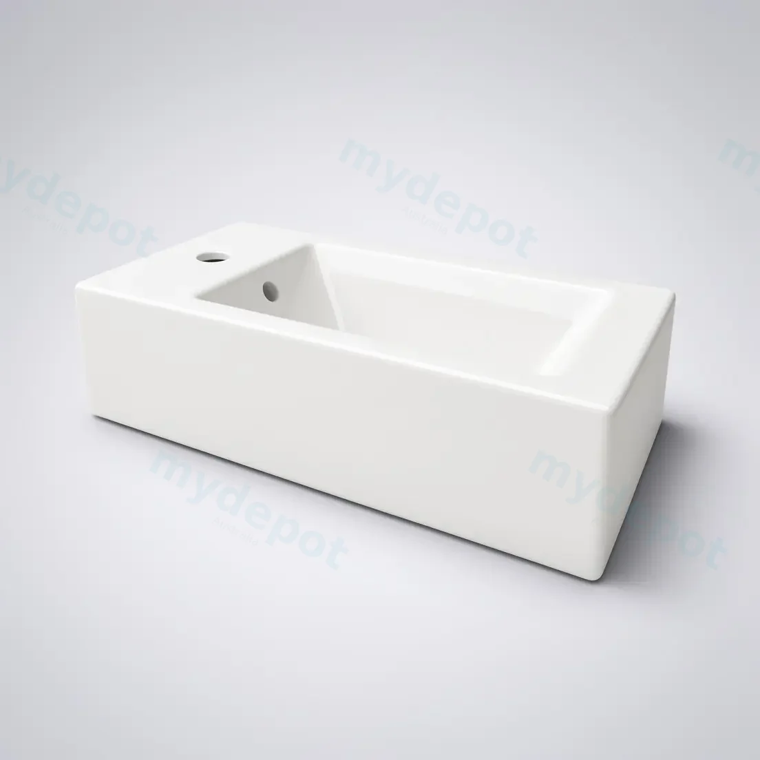 510Lx255Dx150Hmm Gloss White Ceramic Top Left Tap Hole view 8