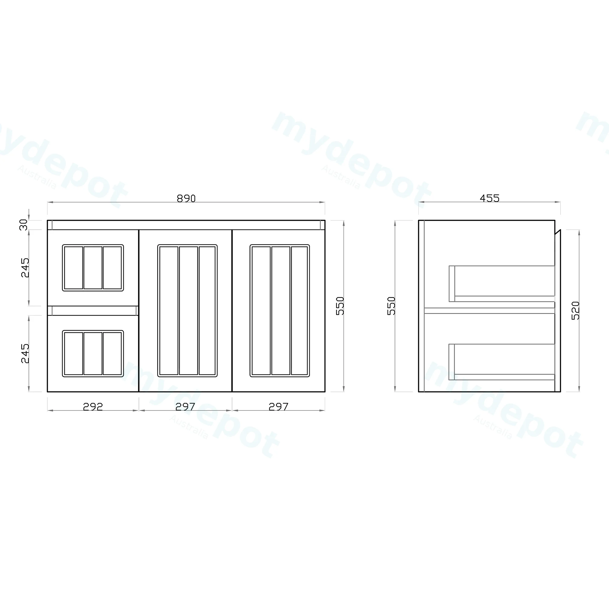900Lx550Hx460Dmm Amber Matte White 2PAC MDF 2L/DW 2R/DR Wall Hung Vanity view 3