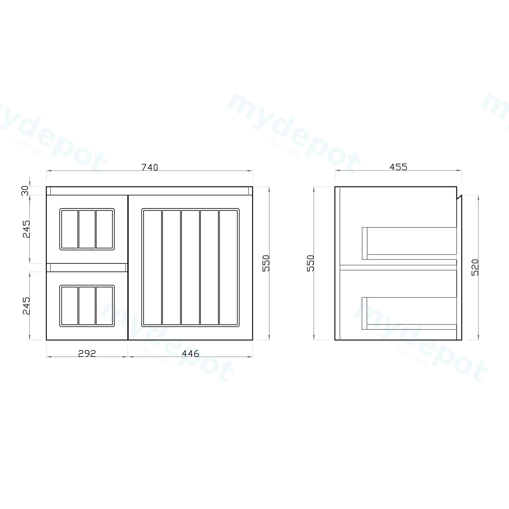 750mm Amber Matte Black MDF 2 Left Drawers 1 Right Door Wall Hung Bathroom Vanity Cabinet Only view 3