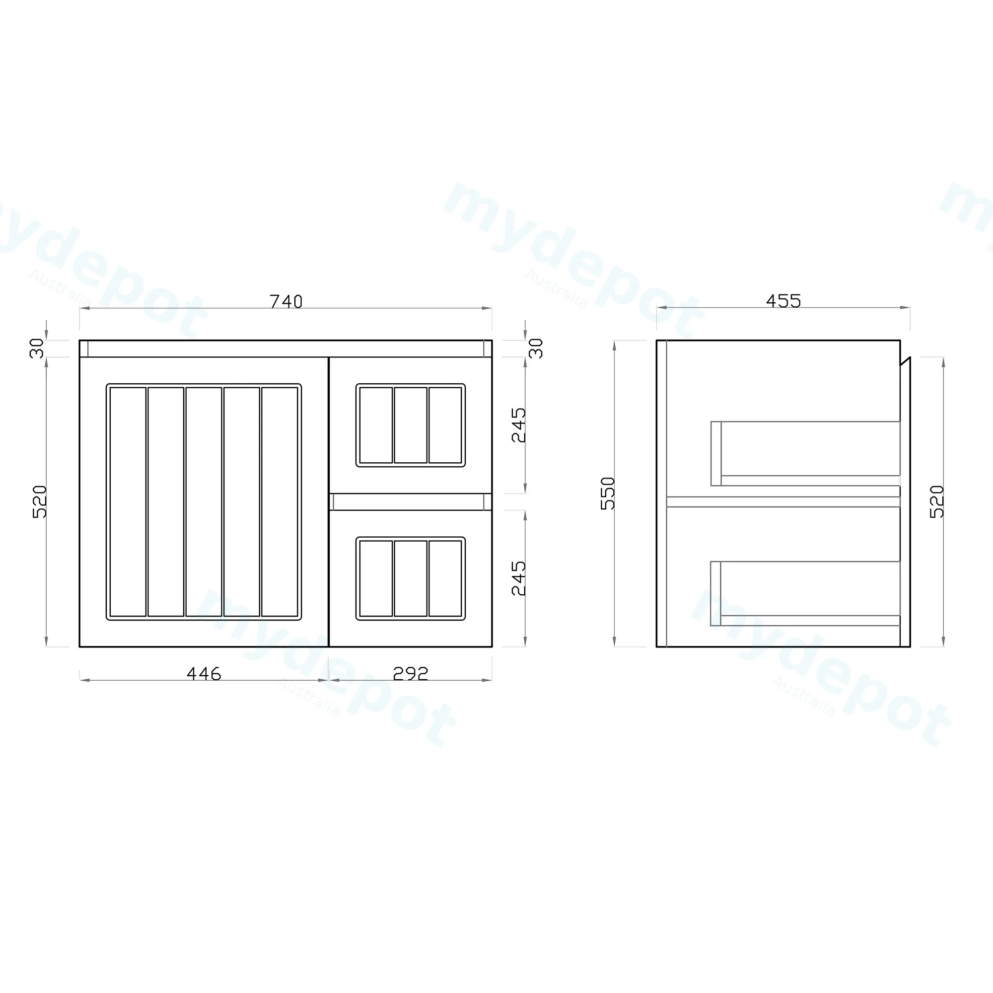 750mm Amber Matte Black MDF 2 Right Drawers 1Left Door Wall Hung Bathroom Vanity Cabinet Only view 2