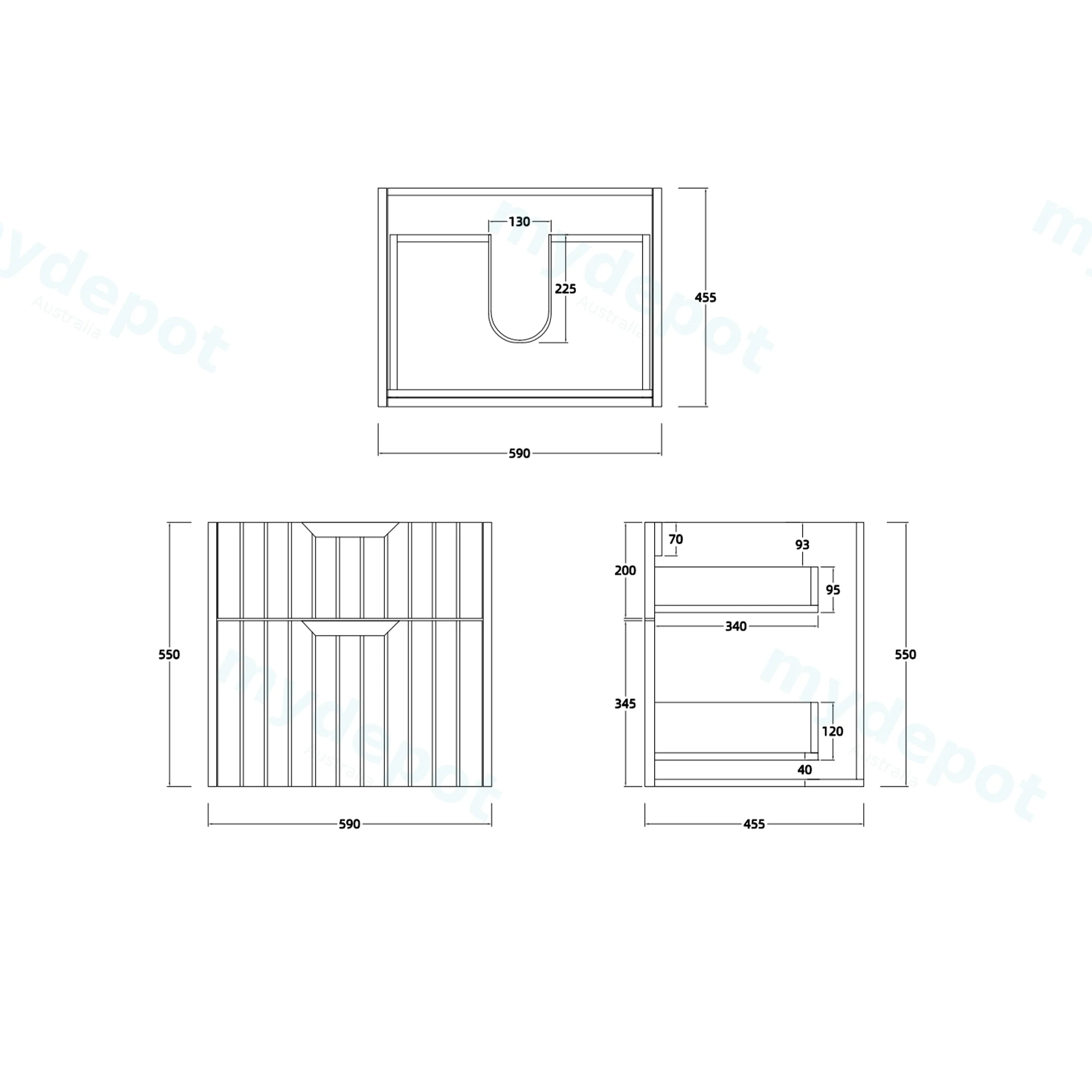 600mm Aria Matte White MDF Two Drawers Wall Hung Bathroom Vanity Cabinet Only With Handle view 6