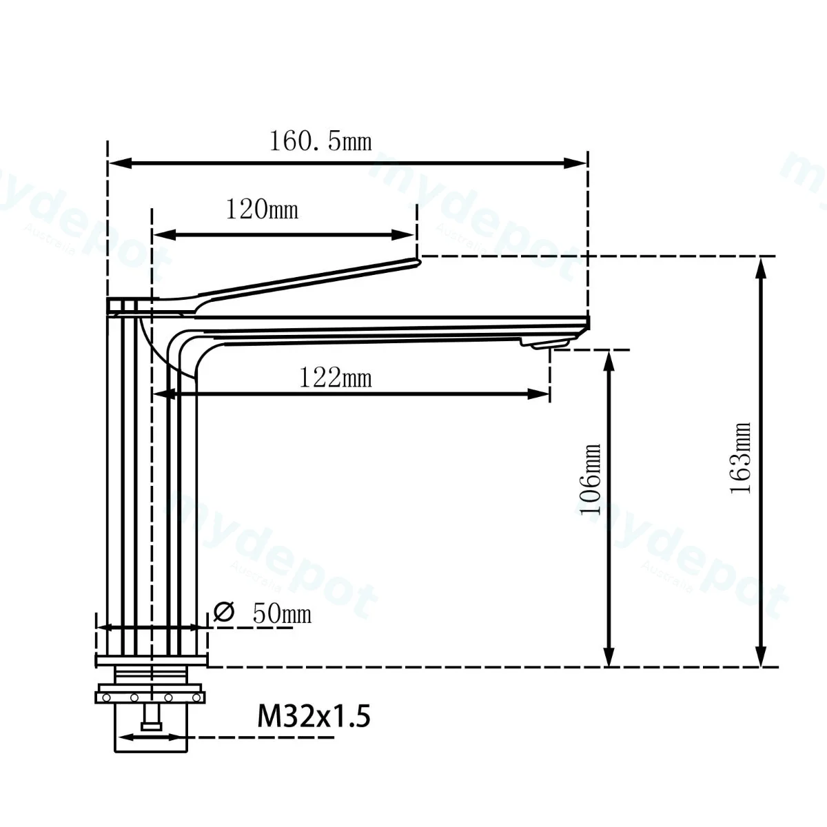 Rushy Gun Metal Grey Basin Mixer view 2