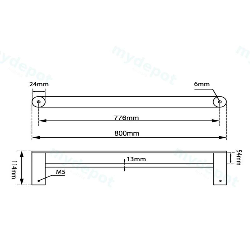 Rushy Brushed Nickel Double Towel Rail 800mm view 2