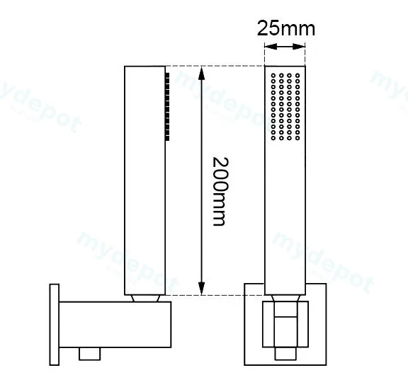 Square Black Handheld Shower Set view 2