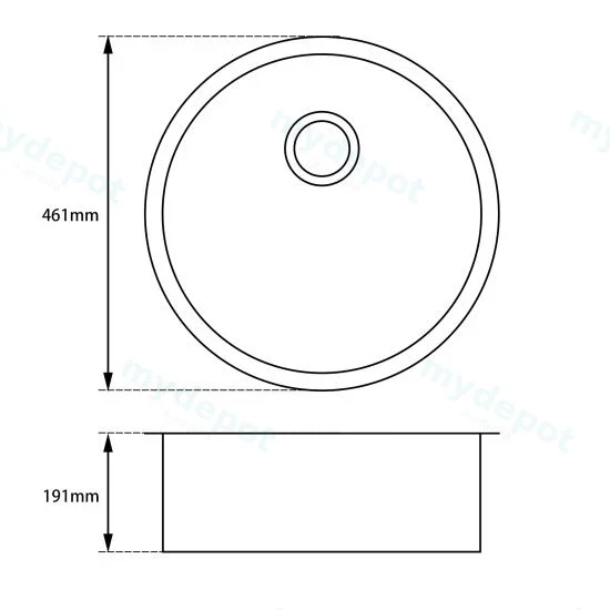 Black Granite Quartz Stone Kitchen/Laundry Sink Round Single Bowl Top/Under Mount 460mm view 2