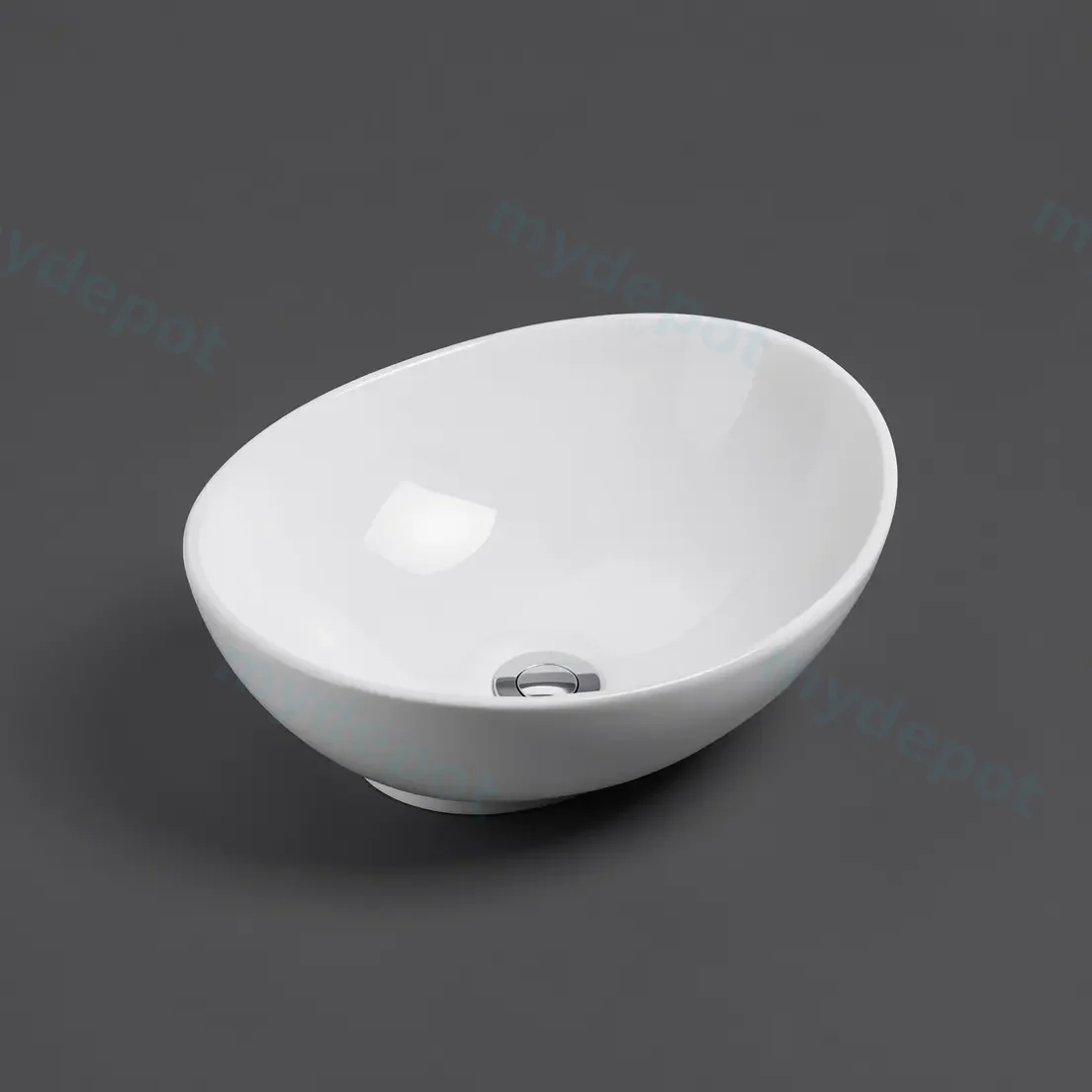 410*340*135mm Gloss White Birch Fine Ceramic Above Counter Basin No Overflow,32mm Waste view 3
