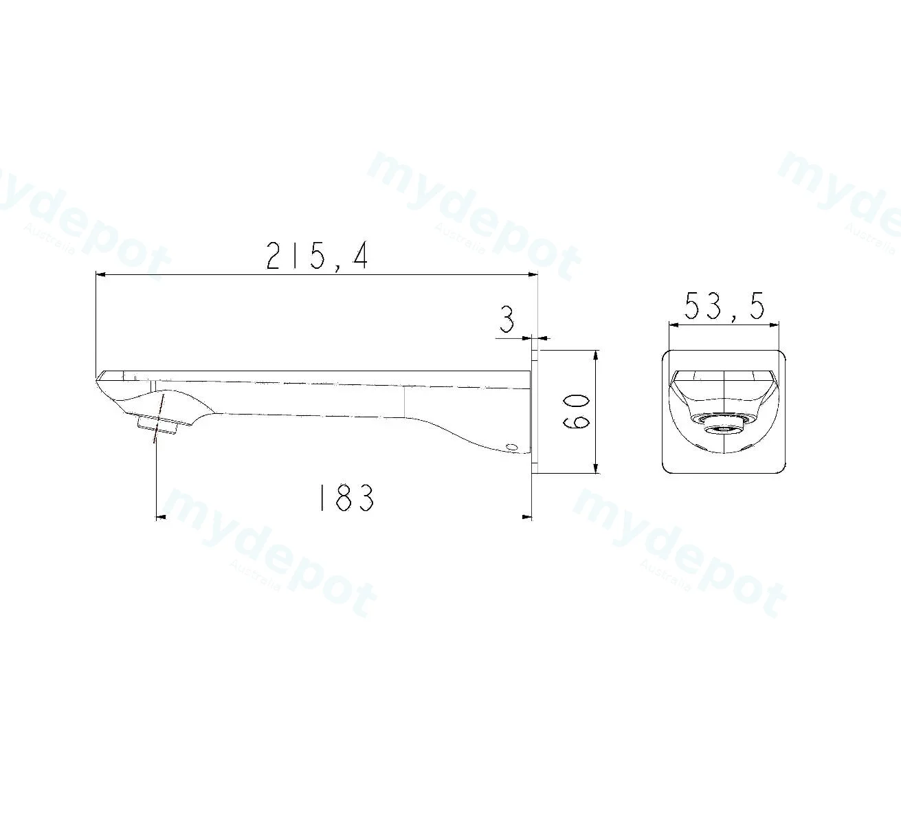 Esperia Chrome Wall Bath / Spout view 2