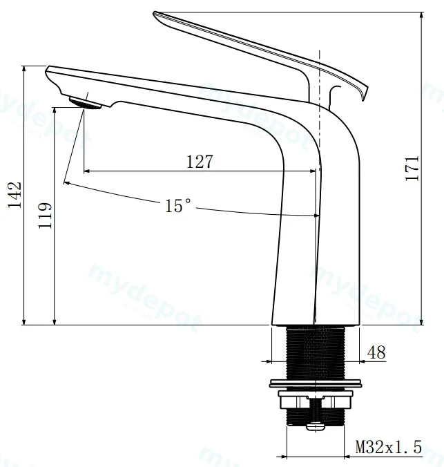 Esperia Matte Black Basin Mixer view 2
