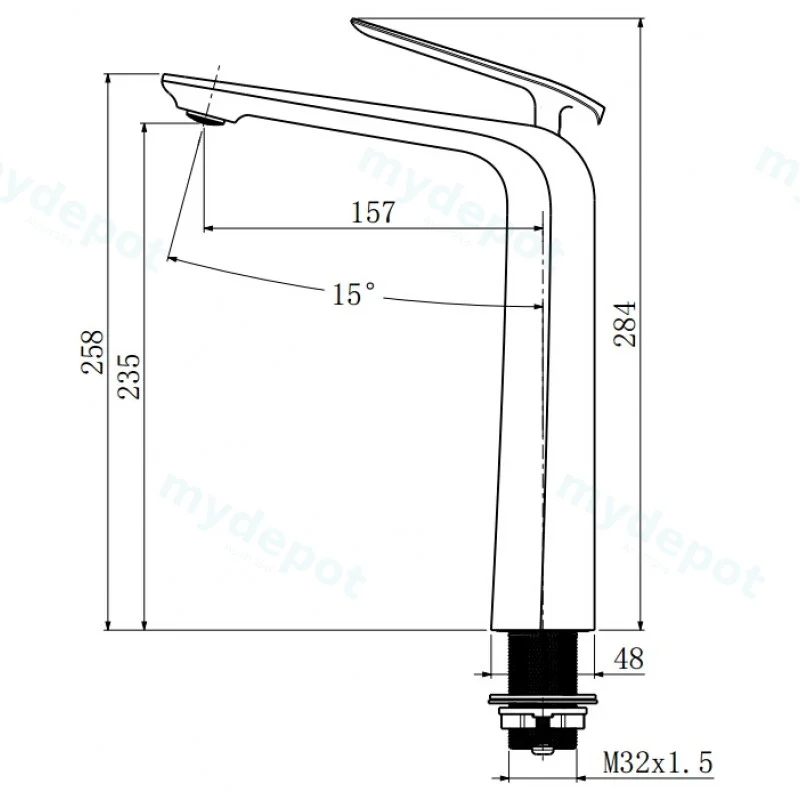 Esperia Matte Black Tall Basin Mixer view 2