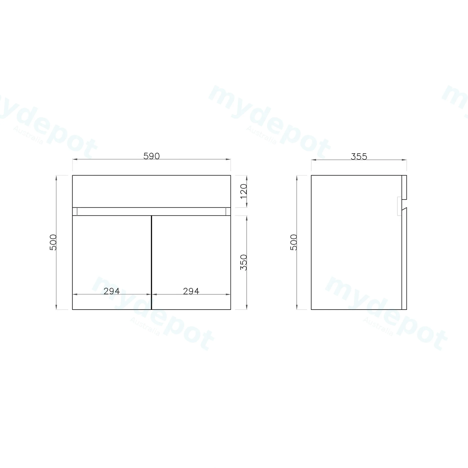 600mm Narrow Gloss White MDF 2 Doors Wall Hung Bathroom Vanity Cabinet Only view 4