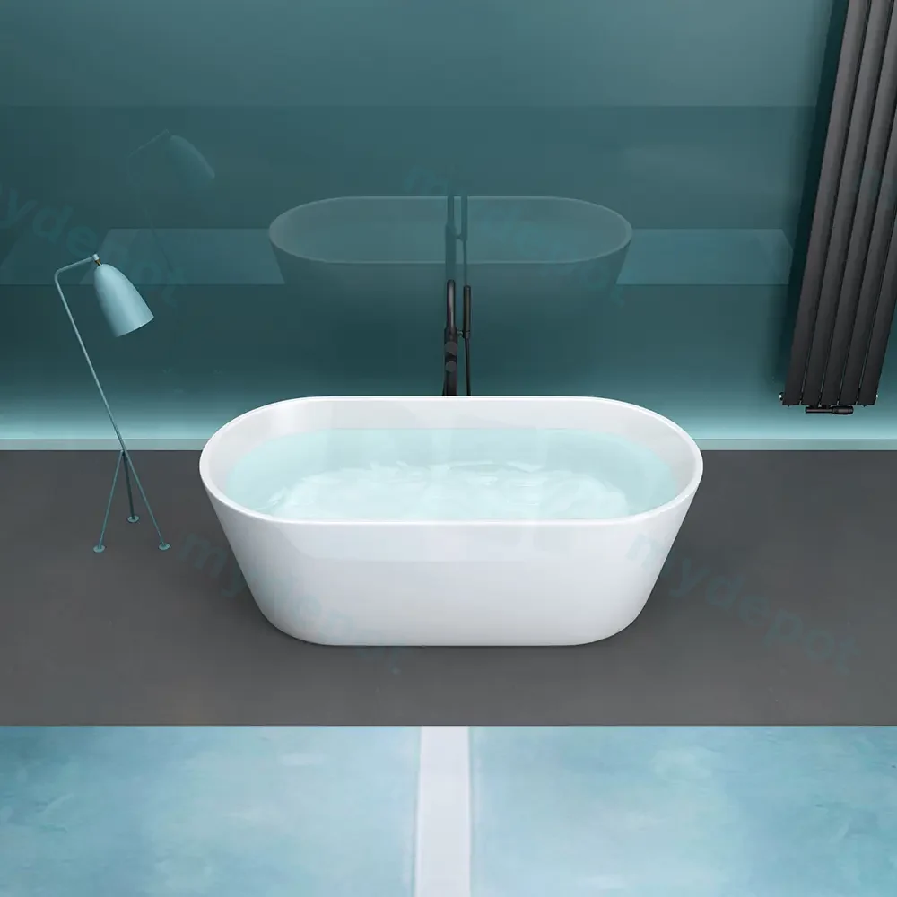 1500mm Round Gloss White Acrylic Free Standing Bathtub view 4