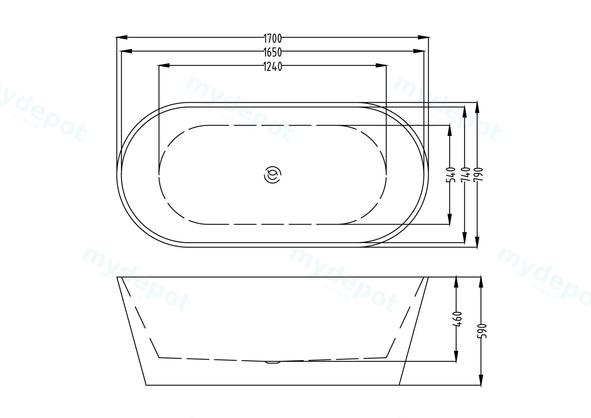 1700mm Round Gloss White Acrylic Free Standing Bathtub view 9