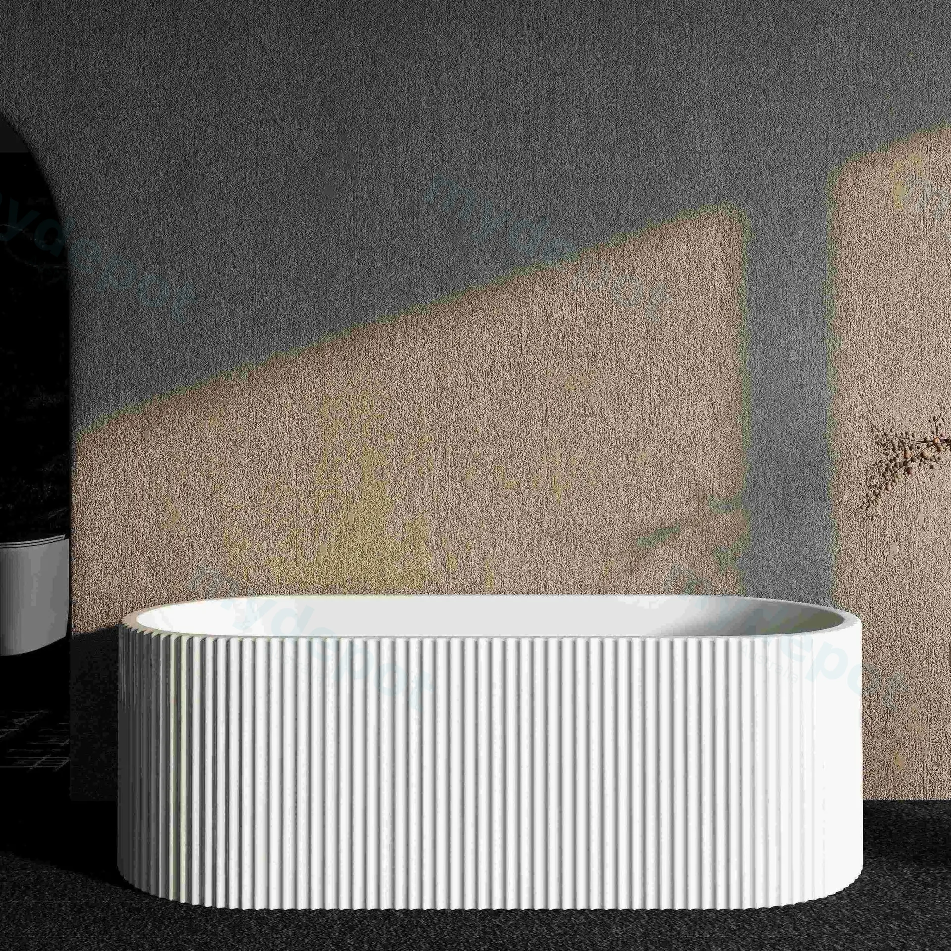 1700mm Kiama Grooved Gloss White Freestanding Bathtub view 2