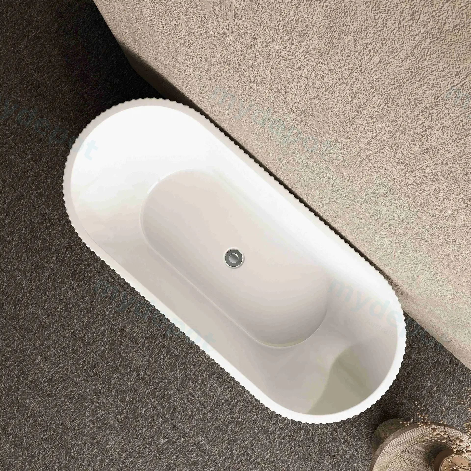 1500mm Kiama Grooved Gloss White Freestanding Bathtub view 7