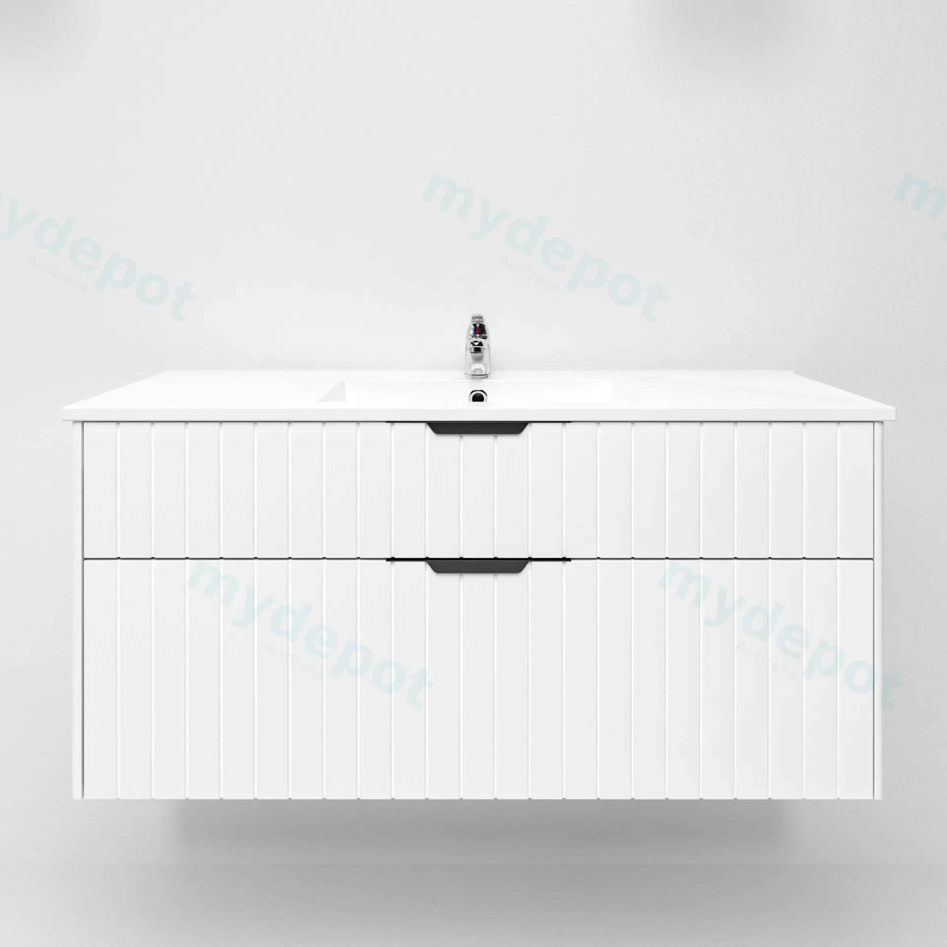 1200mm Aria Matte White Mdf Two Drawers Wall Hung Bathroom Vanity Cabinet Only With Handle view 3