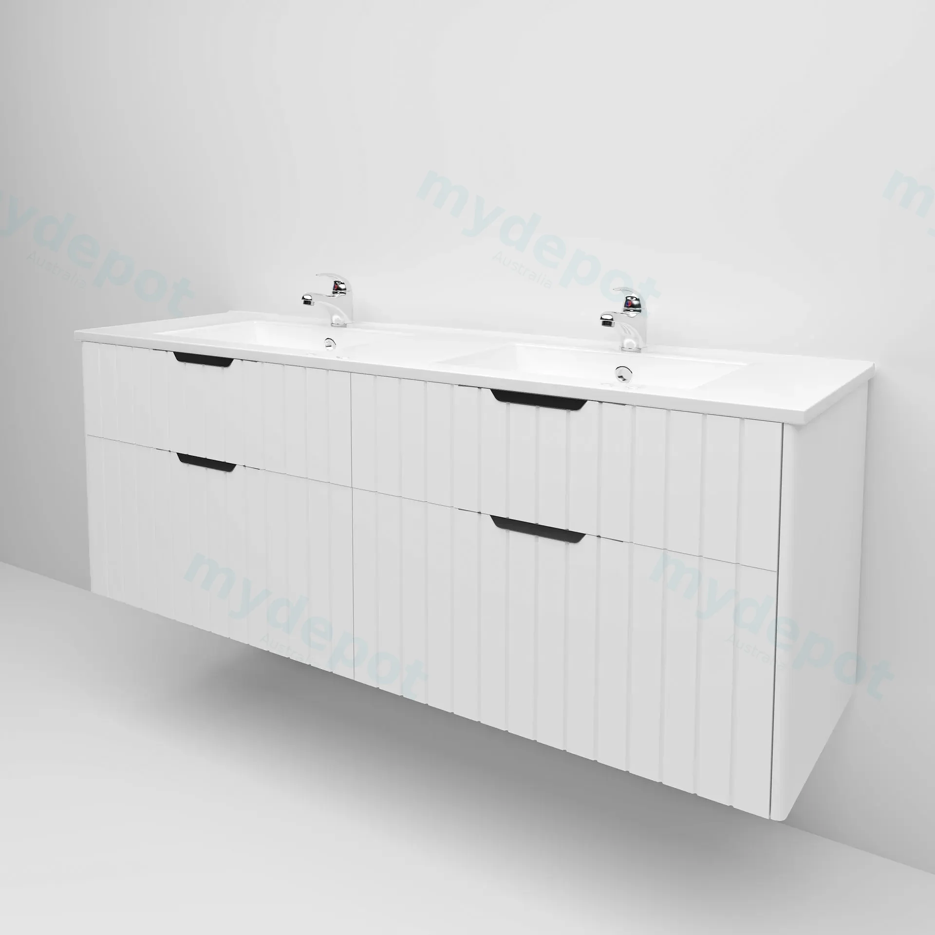 1500mm Aria Matte White Mdf Four Drawers Wall Hung Bathroom Vanity Cabinet Only With Handle view 4