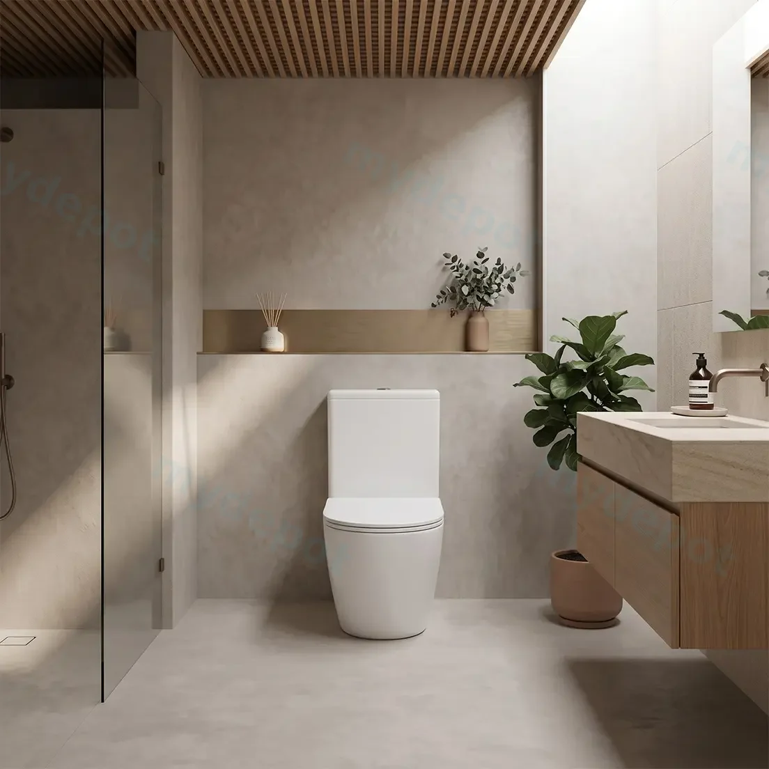 Cera Gloss White Back To Wall Toilet Suite view 3