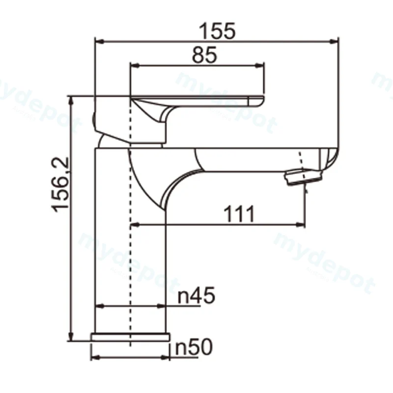 Persano Chrome Basin Mixer view 2