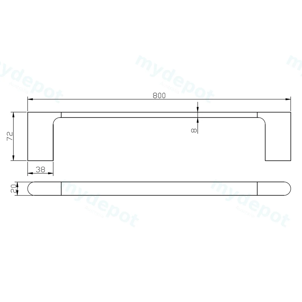 Persano Chrome Zinc Alloy 800mm Single Towel Rail view 2
