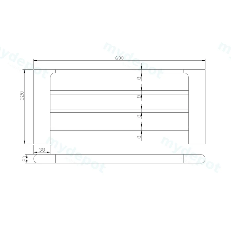 Persano Chrome Zinc Alloy Towel Rack 600mm view 2