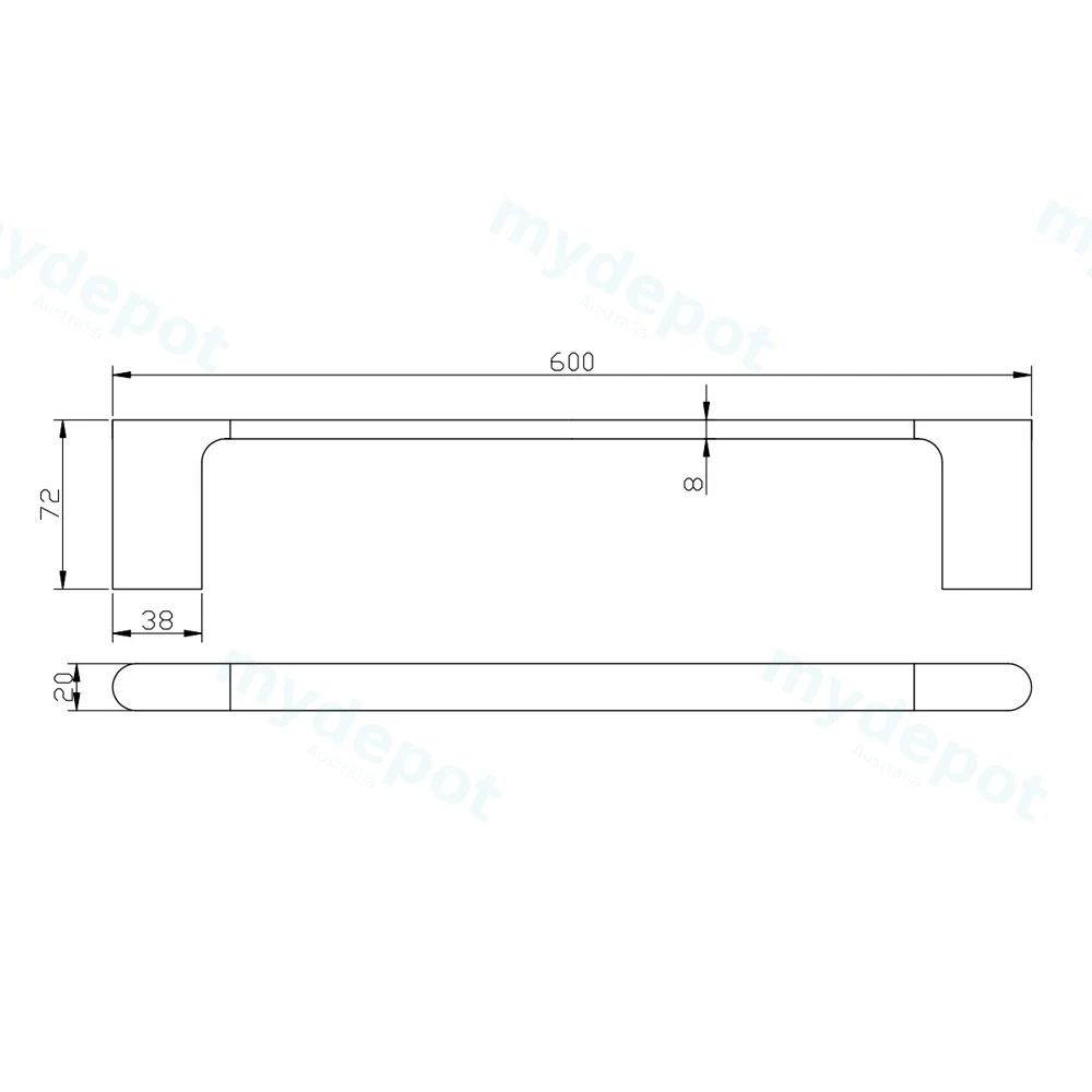 Persano Matte Black Zinc Alloy 600mm Single Towel Rail view 2