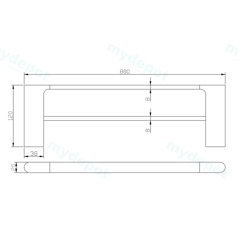 Persano Matte Black Zinc Alloy 800mm Double Towel Rail view 2