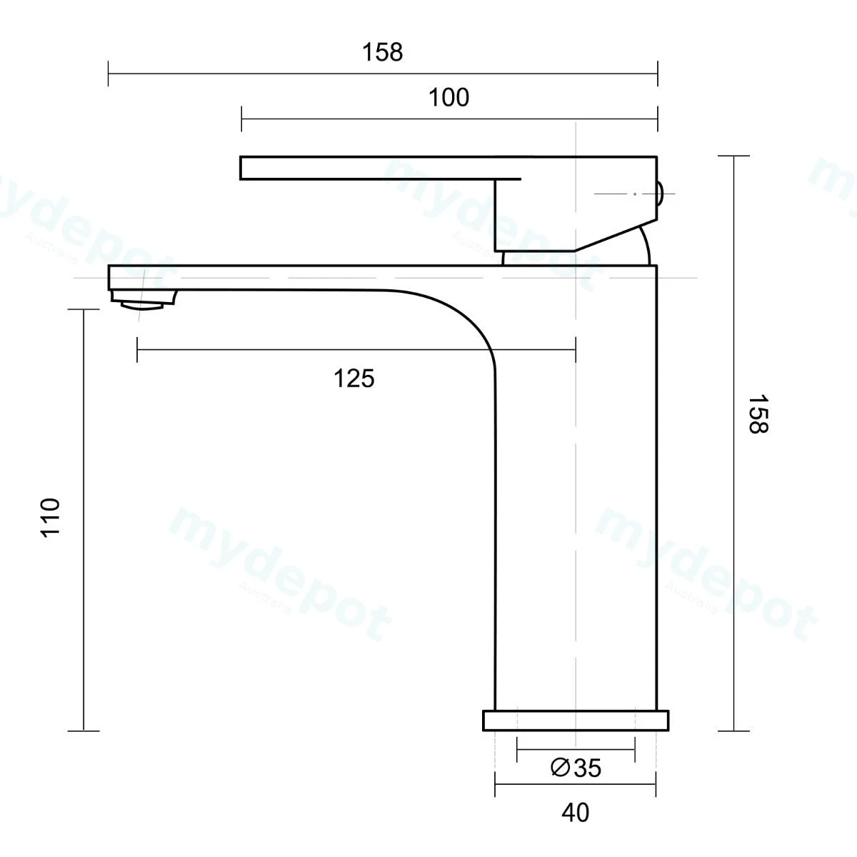 Ivano Black Square Basin Mixer view 2