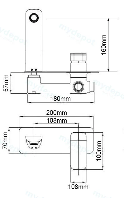 Ivano Black Bathtub/Basin Wall Mixer With Spout(color up) view 2