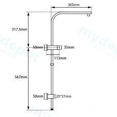 Square Brushed Nickel Shower Station without Shower Head and Handheld Shower(PVC Hose) view 2