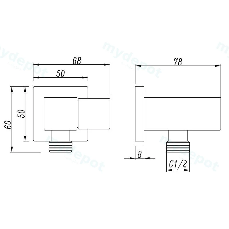Square Gun Metal Grey Shower Rail without Handheld Shower(PVC Hose) view 2