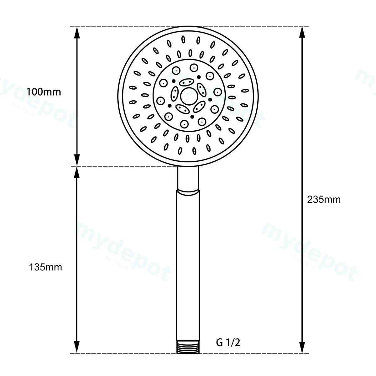 Black 5 Functions Round Handheld Shower view 2