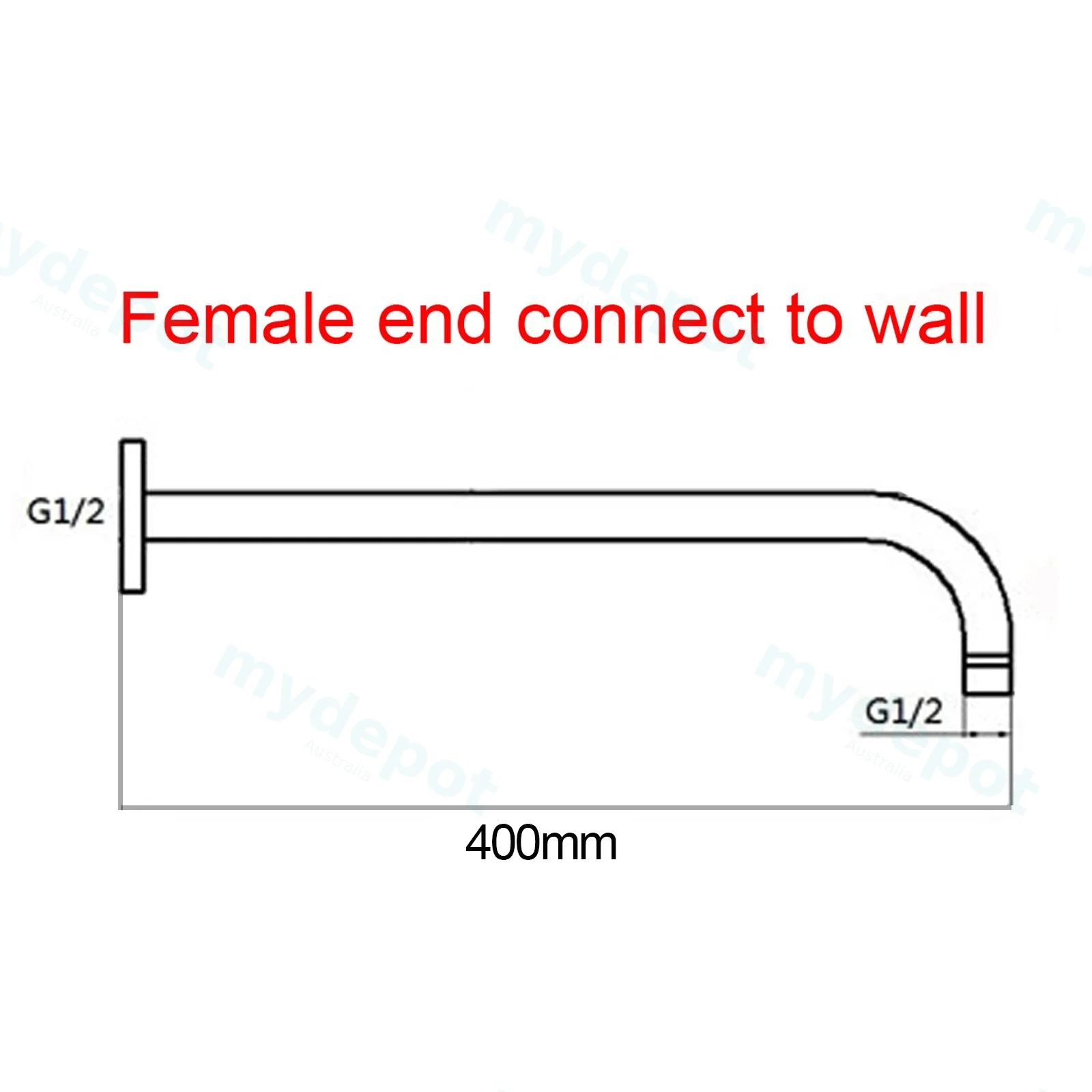 400mm Brushed Nickel Round Wall Straight Shower Arm view 2