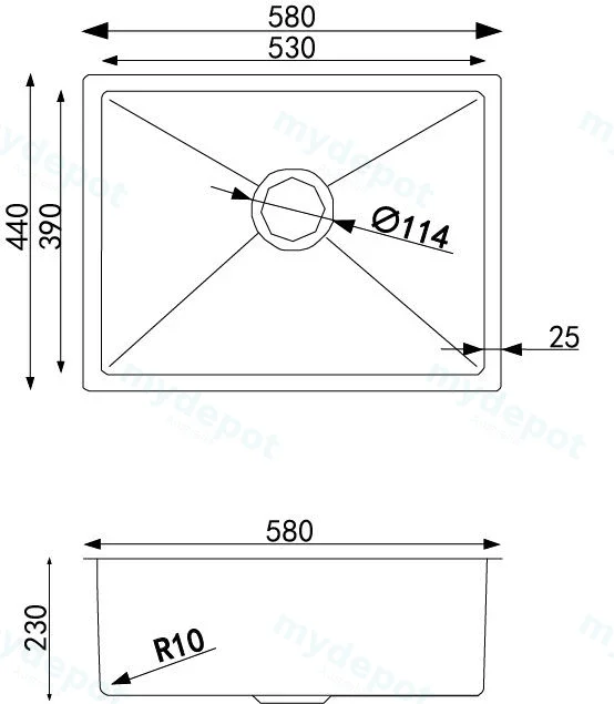 580*440*230mm Double Bowls Top/Undermount Kitchen/Laundry Stainless Steel Sink view 2