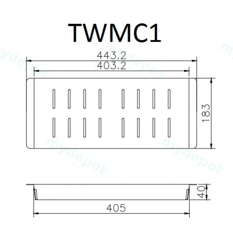 Square stainless steel colander for kitchen sink 443*183*40mm view 2