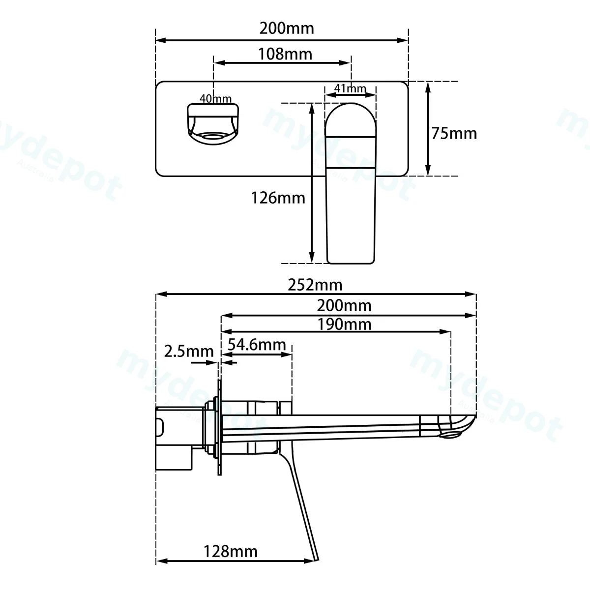 Rushy Square Brushed Nickel Wall Mixer With Spout view 2