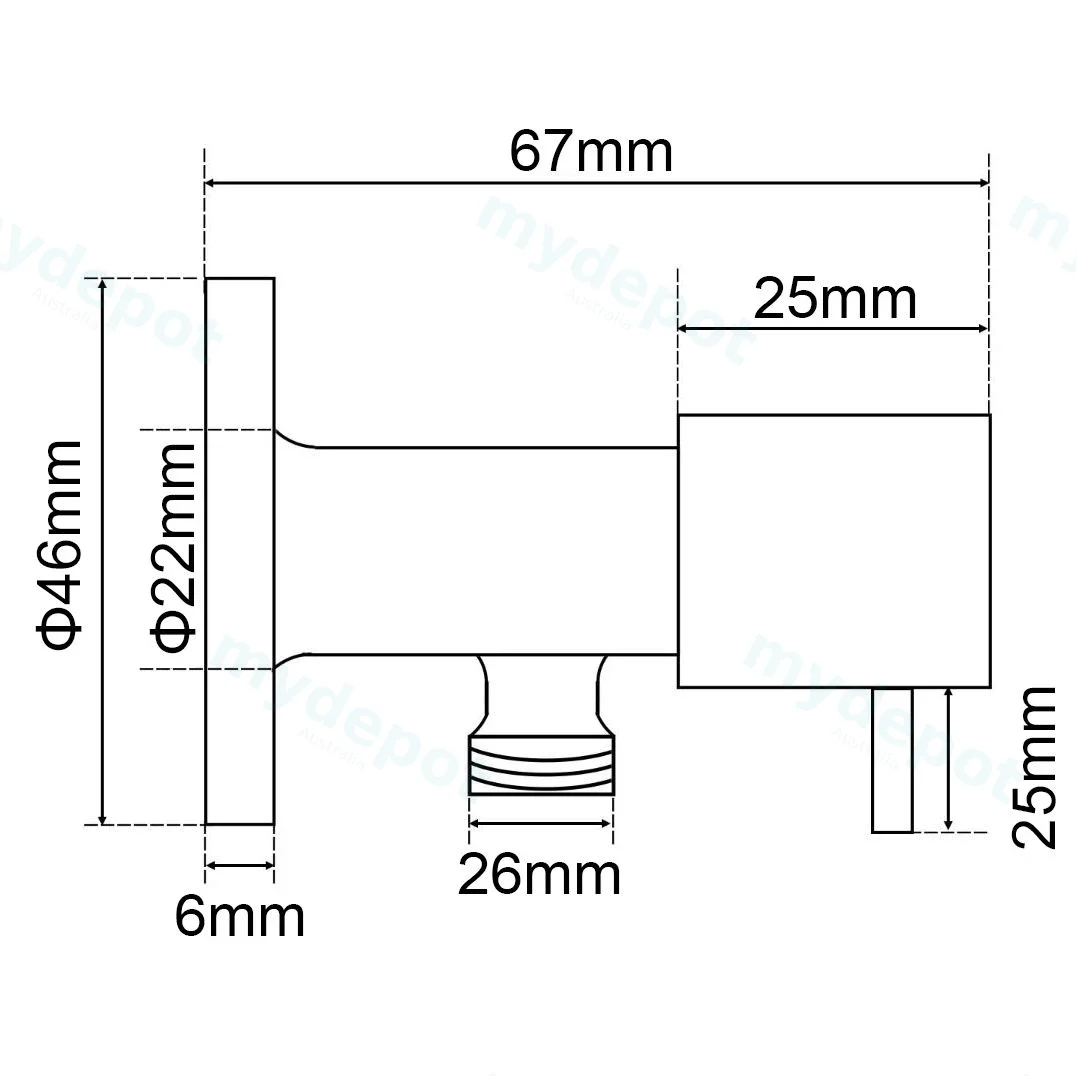 Round Chrome Brass 1/4 Turn Washing Machine Stop Tap Wall Mounted view 2