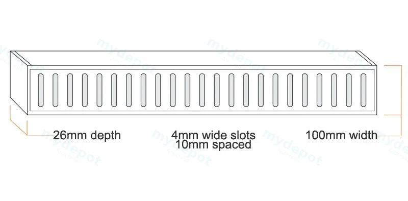 300*100*26mm Lauxes Aluminium Next Generation 26 Floor Grate Matte Yellow Gold view 2