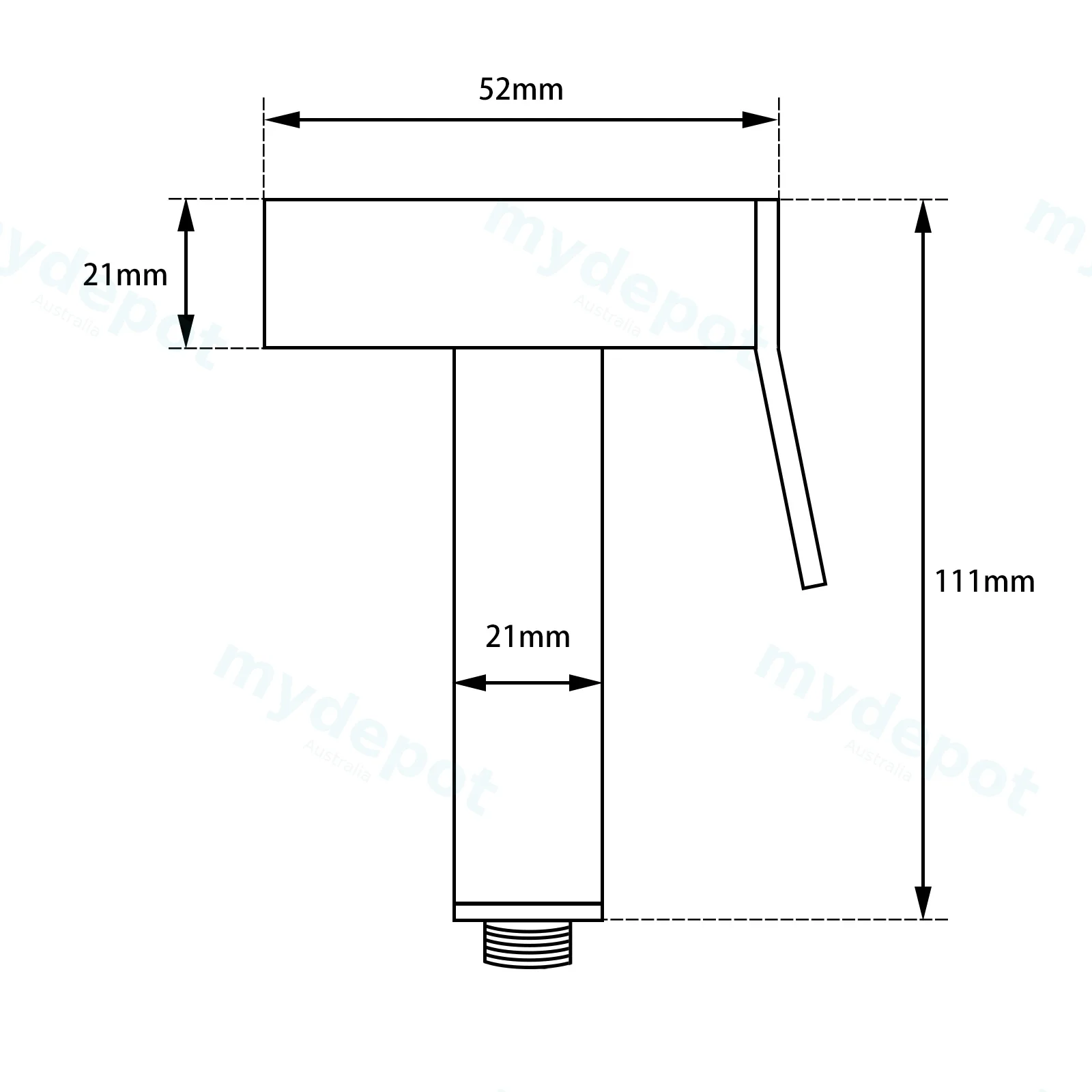 Square Brushed Brass Brass Toilet Bidet With Stainless Steel Hose view 2