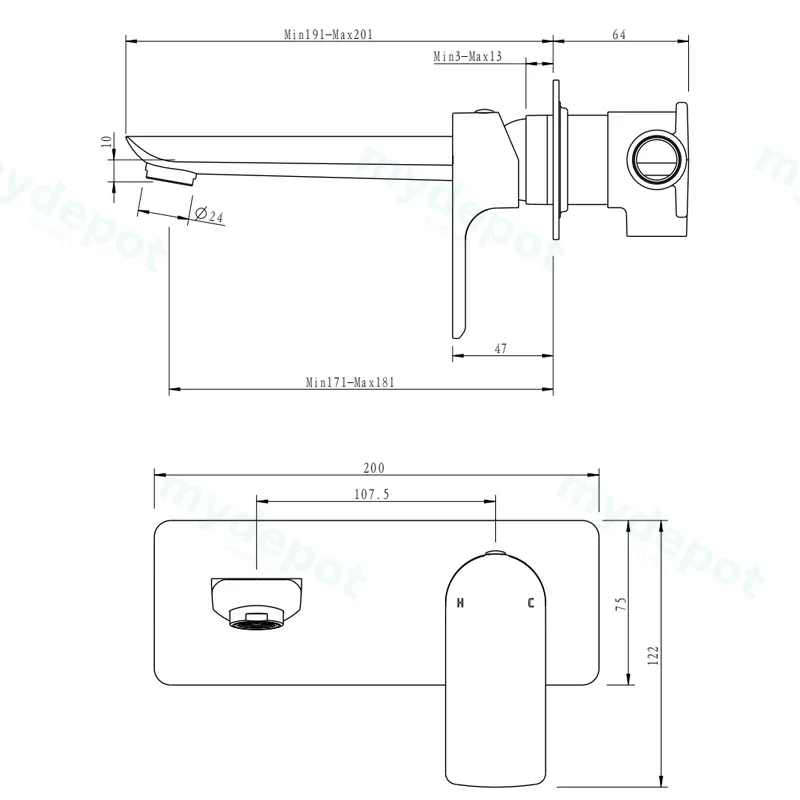 VOG Series Brushed Nickel Wall Mixer With Spout view 2