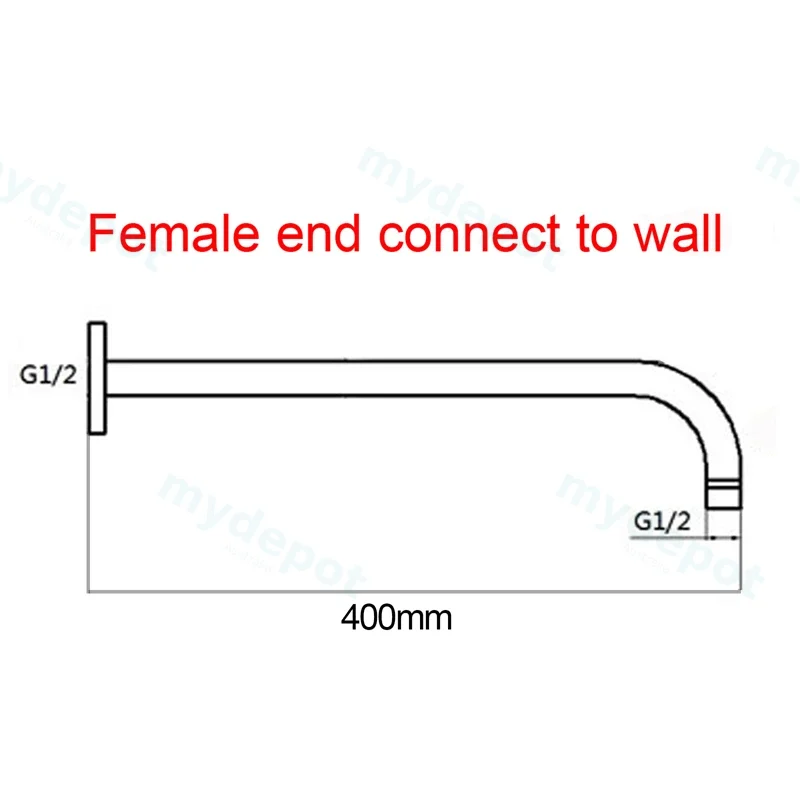 400mm Gunmetal Wall Shower Arm view 2