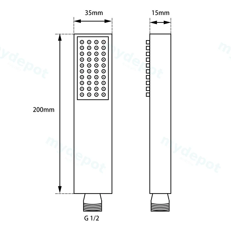 Esperia Square Solid Brass Matte Black Hand Shower Spray view 2