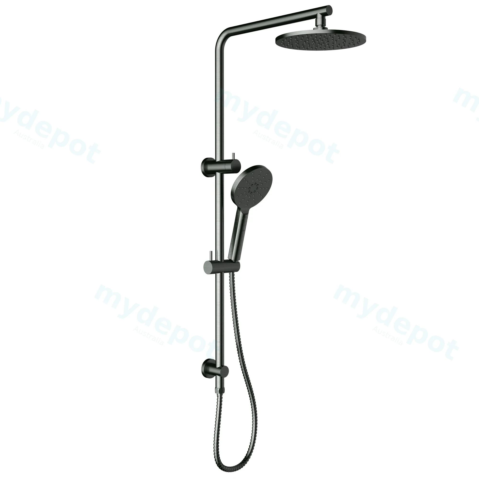 Cora Round Multi-function Shower Set Gun Metal,200mm Plastic Shower Head view 2