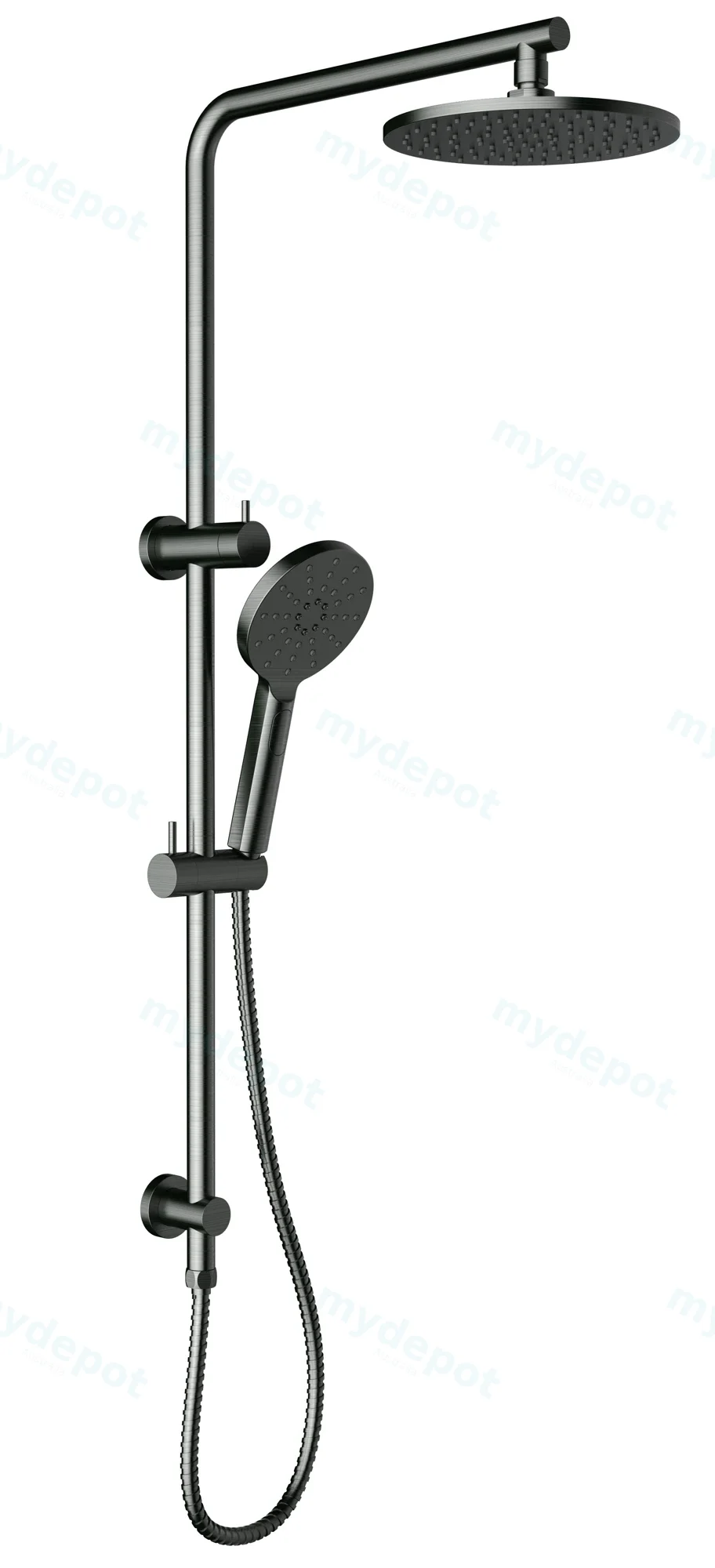 Cora Round Multi-function Shower Set Gun Metal,200mm Plastic Shower Head view 3