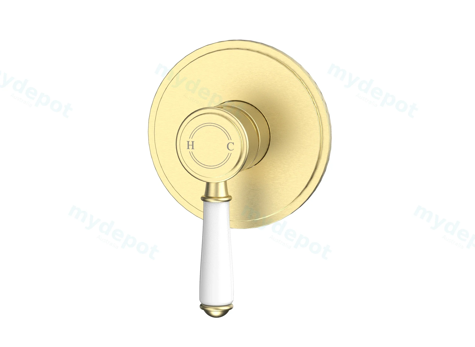 Clasico Wall Mixer Trim Kits Ceramic handle in Brushed Gold view 2